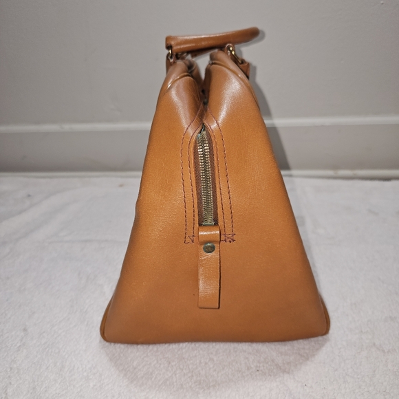 Vintage Grain Cowhide Leather brown Satchel Bag - Picture 3 of 16
